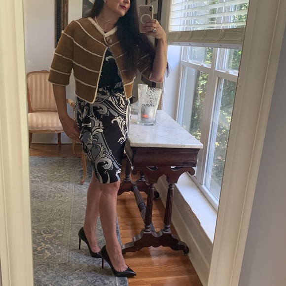 Designer Shearling Fur cropped jacket Sam Rone S 6 - Picture 3 of 10